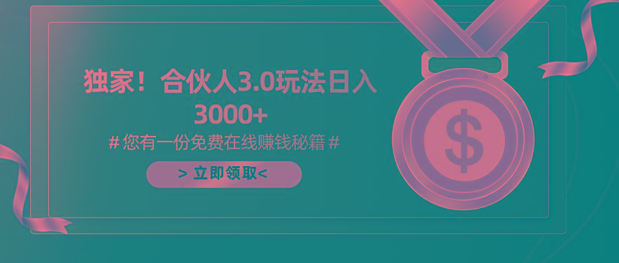 游戏合伙人3.0，日入3000+，无限扩大的蓝海项目-百货大全