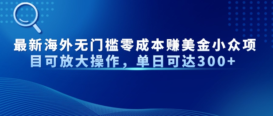 最新海外无门槛零成本赚美金小众项目可放大操作，单日可达300+-百货大全