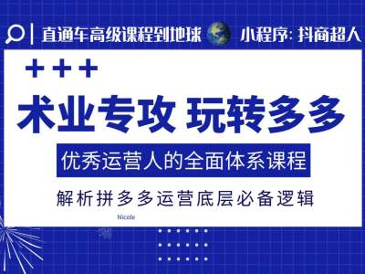 术业专攻玩转多多，优秀运营人的全面体系课程，解析拼多多运营底层必备逻辑-百货大全