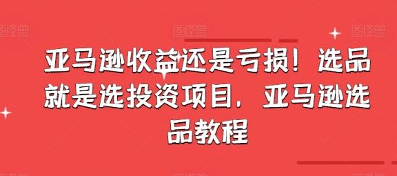 亚马逊收益还是亏损！选品就是选投资项目，亚马逊选品教程-百货大全