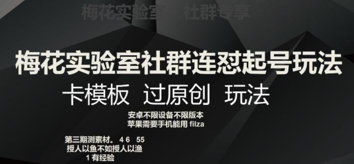 梅花实验室社群连怼起号玩法，卡模板过原创玩法【揭秘】-百货大全