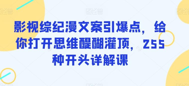 影视综纪漫文案引爆点，给你打开思维醍醐灌顶，255种开头详解课-百货大全