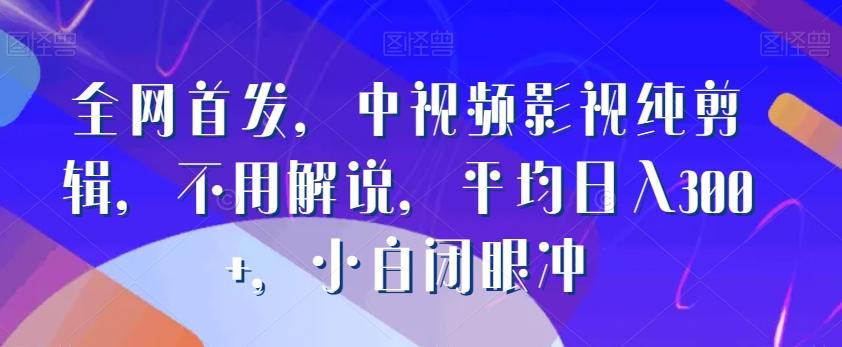 全网首发，中视频影视纯剪辑，不用解说，平均日入300+，小白闭眼冲-百货大全