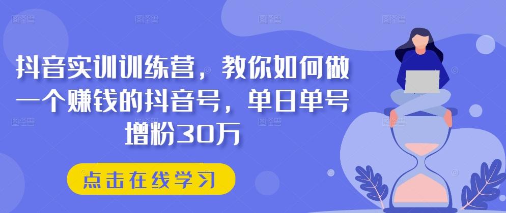 抖音实训训练营，教你如何做一个赚钱的抖音号，单日单号增粉30万-百货大全