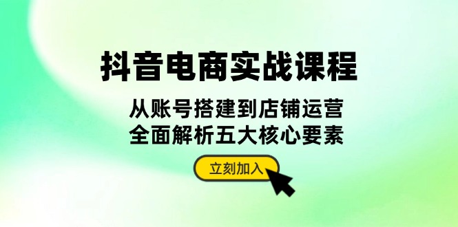 抖音 电商实战课程：从账号搭建到店铺运营，全面解析五大核心要素-百货大全
