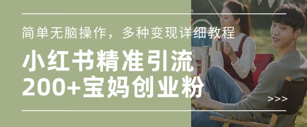 小红书混剪日引200+宝妈创业粉，简单无脑操作，多种变现详细教程-百货大全