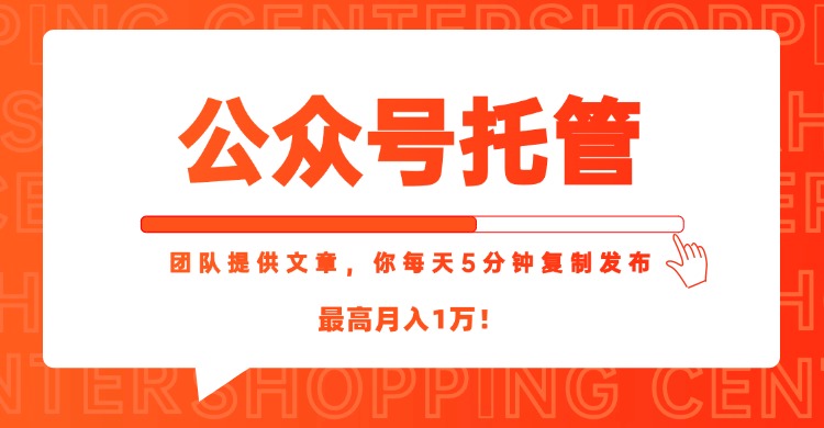 【公众号托管 】我提供文章，你每天５分钟复制发布，最高月入1W-百货大全