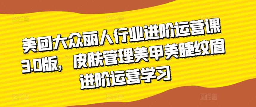 美团大众丽人行业进阶运营课3.0版，皮肤管理美甲美睫纹眉进阶运营学习-百货大全