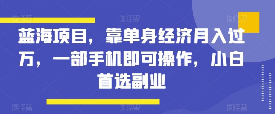 蓝海项目，靠单身经济月入过万，一部手机即可操作，小白首选副业【揭秘】-百货大全