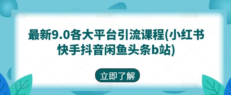 最新9.0各大平台引流课程(小红书快手抖音闲鱼头条b站)-百货大全