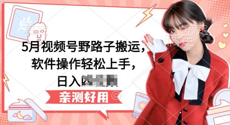 5月视频号野路子搬运，软件操作轻松上手，日入三位数【揭秘】-百货大全