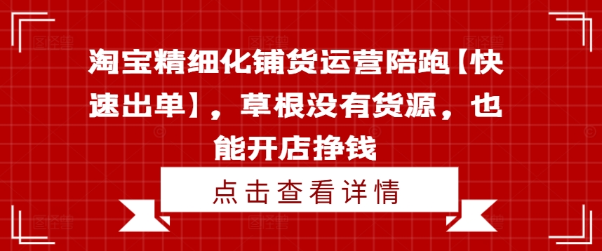 淘宝精细化铺货运营陪跑【快速出单】，草根没有货源，也能开店挣钱-百货大全