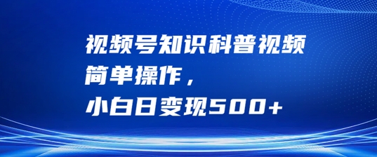 视频号知识科普视频，简单操作，小白日变现500+【揭秘】-百货大全