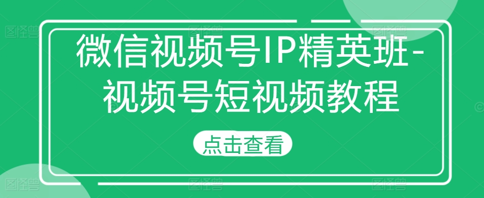 微信视频号IP精英班-视频号短视频教程-百货大全