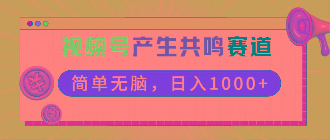 2024年视频号，产生共鸣赛道，简单无脑，一分钟一条视频，日入1000+-百货大全