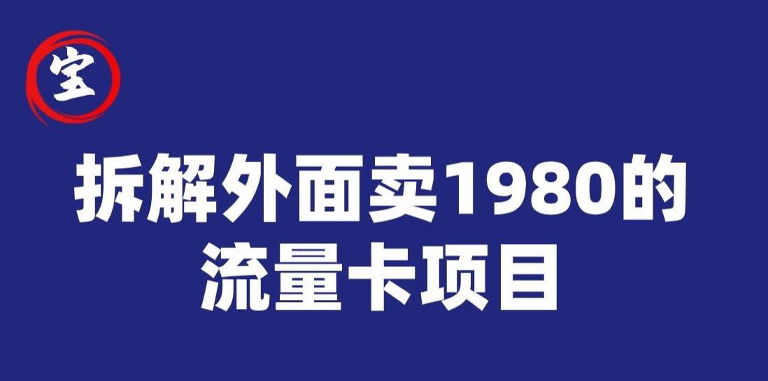 宝哥拆解外面卖1980手机流量卡项目，0成本无脑推广-百货大全