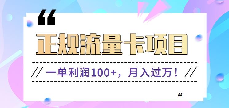 正规手机流量卡项目，一单利润100+，月入过万！人人可做(推广技术+正规渠道)-百货大全