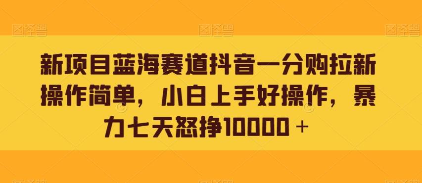 新项目蓝海赛道抖音一分购拉新操作简单，小白上手好操作，暴力七天怒挣10000＋-百货大全