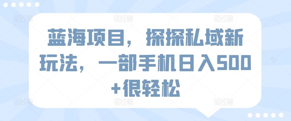 蓝海项目，探探私域新玩法，一部手机日入500+很轻松【揭秘】-百货大全