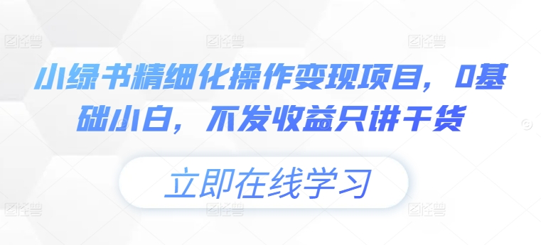 小绿书精细化操作变现项目，0基础小白，不发收益只讲干货-百货大全