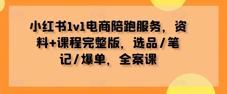 小红书1v1电商陪跑服务，资料+课程完整版，选品/笔记/爆单，全案课-百货大全