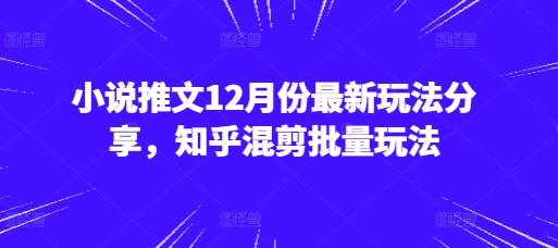 小说推文12月份最新玩法分享，知乎混剪批量玩法-百货大全