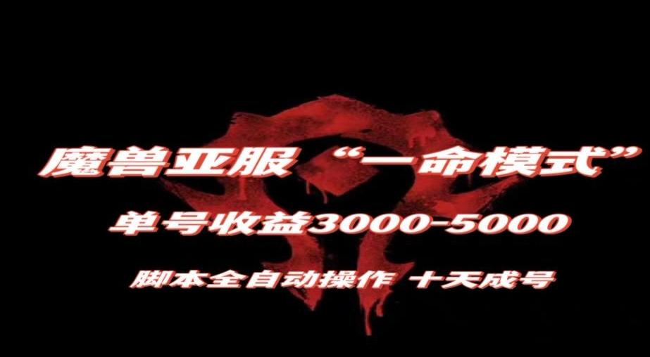 魔兽亚服一命模式，10天成号-单号3千-5千，脚本全自动操作，保姆级教学【揭秘】-百货大全