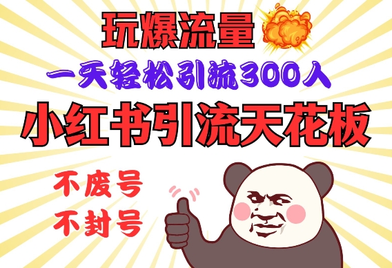 小红书引流天花板，玩爆流量，一天轻松引流300人，安全操作-百货大全