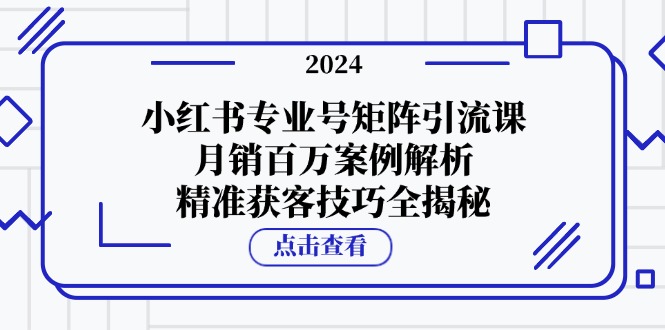 小红书专业号矩阵引流课，月销百万案例解析，精准获客技巧全揭秘-百货大全