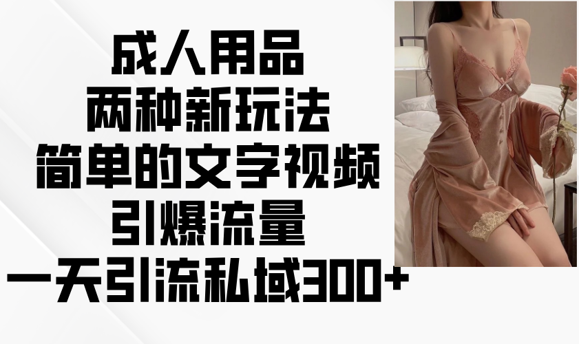 成人用品两种新玩法，简单的文字视频引爆流量，一天引流私域300+-百货大全