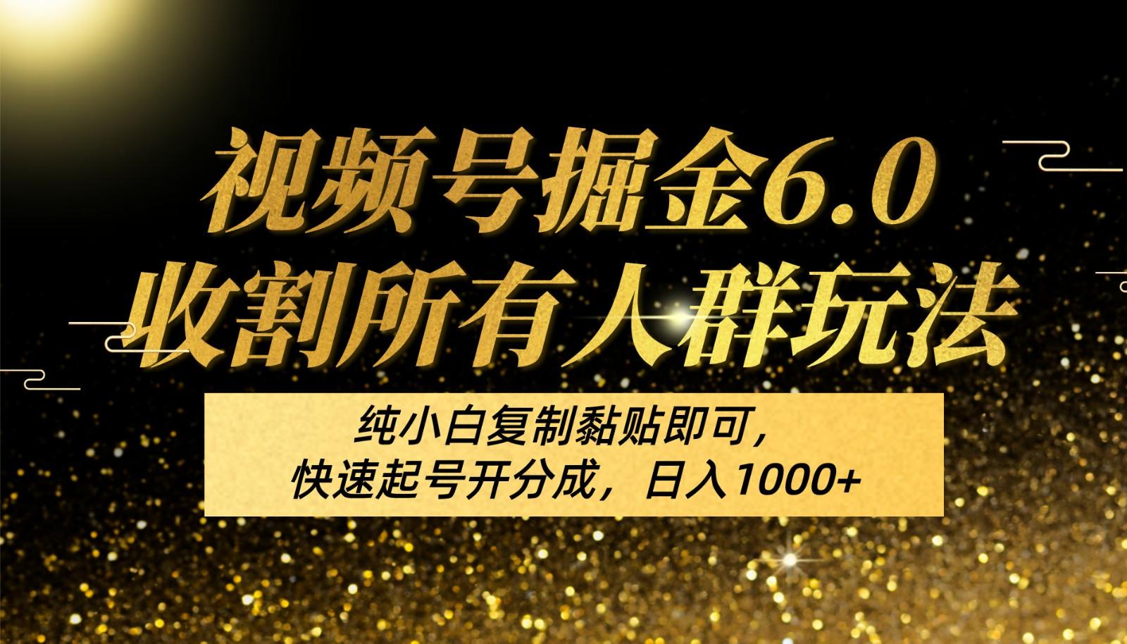 视频号掘金6.0收割所有人群玩法！纯小白复制黏贴即可，快速起号开分成，日入1000+-百货大全