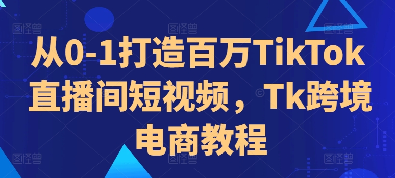 从0-1打造百万TikTok直播间短视频，Tk跨境电商教程-百货大全