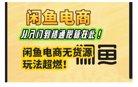 闲鱼电商实战课，从入门到精通秘籍在此，闲鱼电商无货源玩法超燃!-百货大全