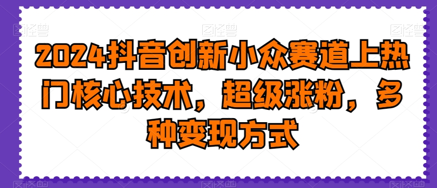 2024抖音创新小众赛道上热门核心技术，超级涨粉，多种变现方式【揭秘】-百货大全