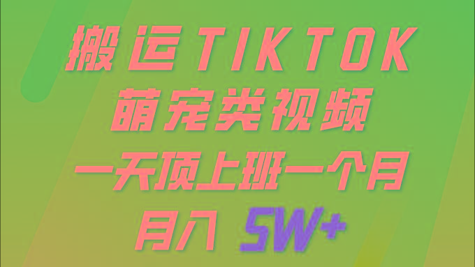 (9931期)一键搬运TIKTOK萌宠类视频 一部手机即可操作 所有平台均可发布 轻松月入5W+-百货大全