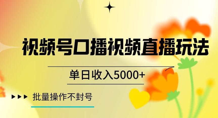 视频号囗播视频直播玩法，单日收入5000+，批量操作不封号【揭秘】-百货大全
