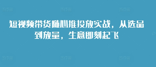 短视频带货随心推投放实战，从选品到放量，生意即刻起飞-百货大全