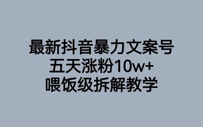 最新抖音暴力文案号，五天涨粉10w+，喂饭级拆解教学-百货大全