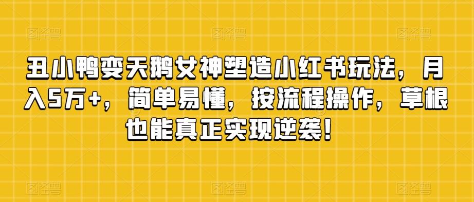 丑小鸭变天鹅女神塑造小红书玩法，月入5万+，简单易懂，按流程操作，草根也能真正实现逆袭！-百货大全
