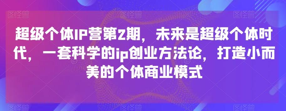 超级个体IP营第2期，未来是超级个体时代，一套科学的ip创业方法论，打造小而美的个体商业模式-百货大全