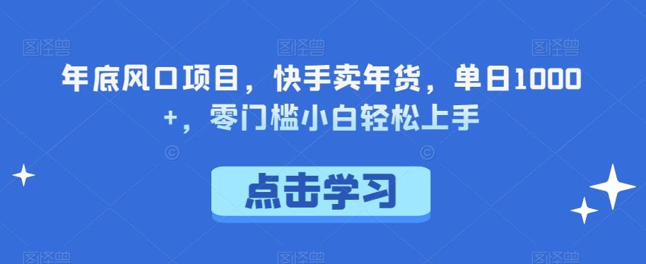 年底风口项目，快手卖年货，单日1000+，零门槛小白轻松上手-百货大全