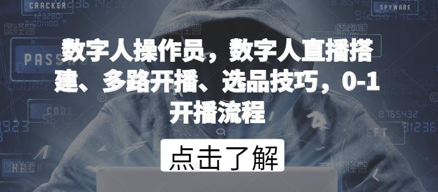 数字人操作员，数字人直播搭建、多路开播、选品技巧，0-1开播流程-百货大全