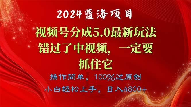 2024蓝海项目，视频号分成计划5.0最新玩法，错过了中视频，一定要抓住…-百货大全