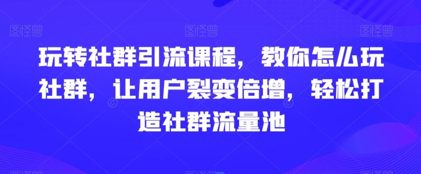 玩转社群引流课程，教你怎么玩社群，让用户裂变倍增，轻松打造社群流量池-百货大全