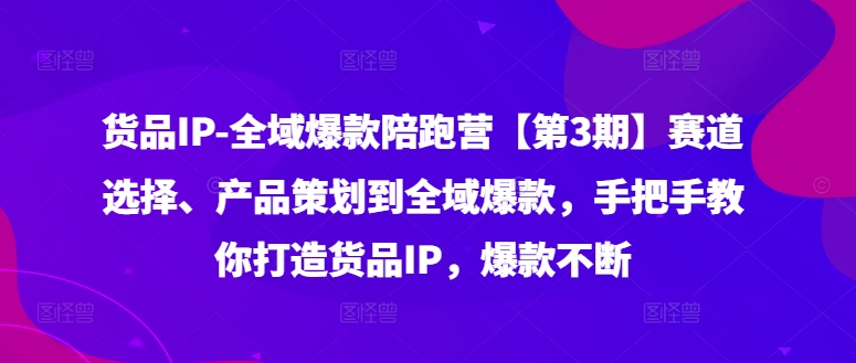 货品IP全域爆款陪跑营【第3期】赛道选择、产品策划到全域爆款，手把手教你打造货品IP，爆款不断-百货大全