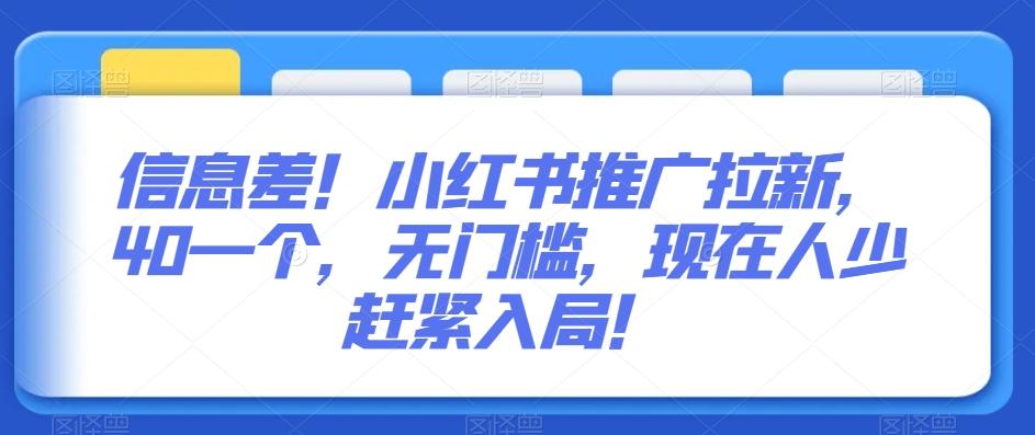 信息差！小红书推广拉新，40一个，无门槛，现在人少赶紧入局！-百货大全
