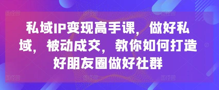 私域IP变现高手课，做好私域，被动成交，教你如何打造好朋友圈做好社群-百货大全