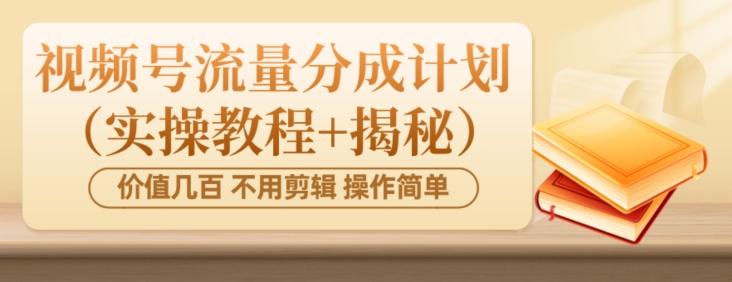 价值几百上千不用剪辑简单操作视频号流量分成计划（实操教程+揭秘）-百货大全