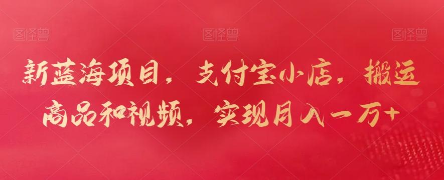 新蓝海项目，支付宝小店，搬运商品和视频，实现月入一万+【揭秘】-百货大全