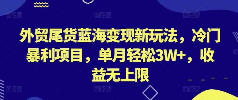 外贸尾货蓝海变现新玩法，冷门暴利项目，单月轻松3W+，收益无上限【揭秘】-百货大全